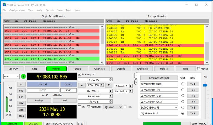 VE4MA DL7YC QSO Screen