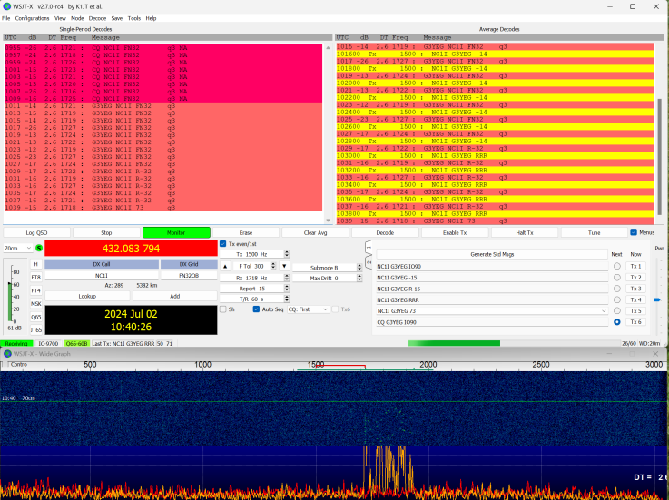 G3YEG NC1I WSJT decodes