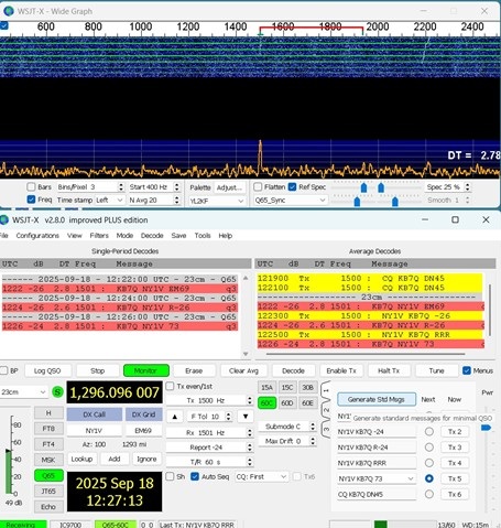 KB7Q NY1V WSJT QSO