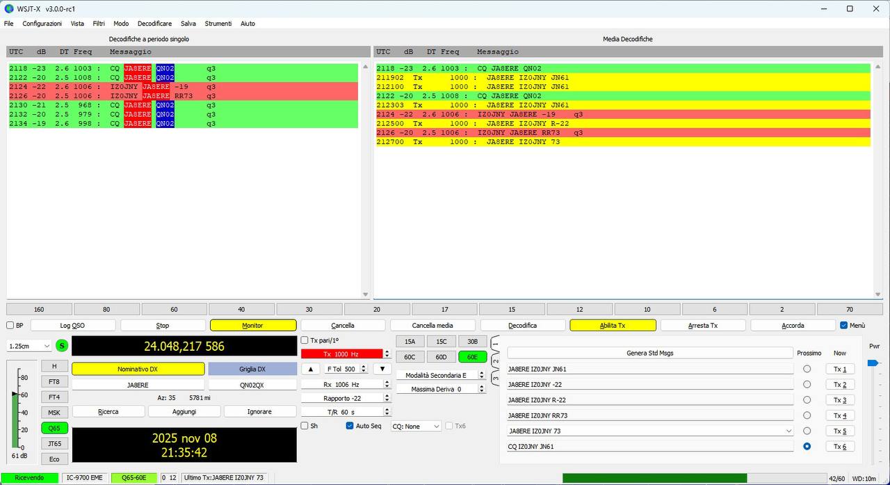 IZ0JNY 24 GHz Decodes of JA8ERE
