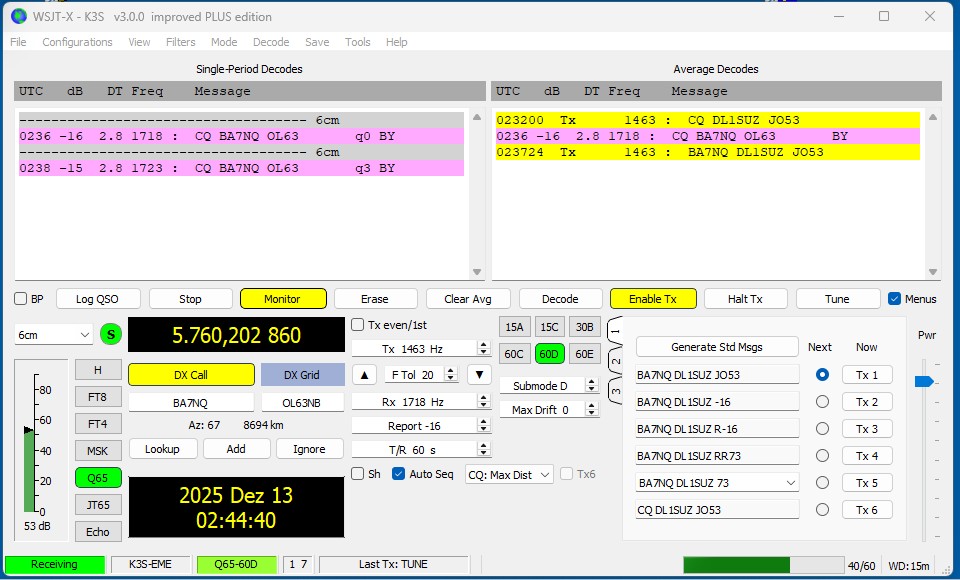 DL1SUZ 6 cm BA7NQ 1st day