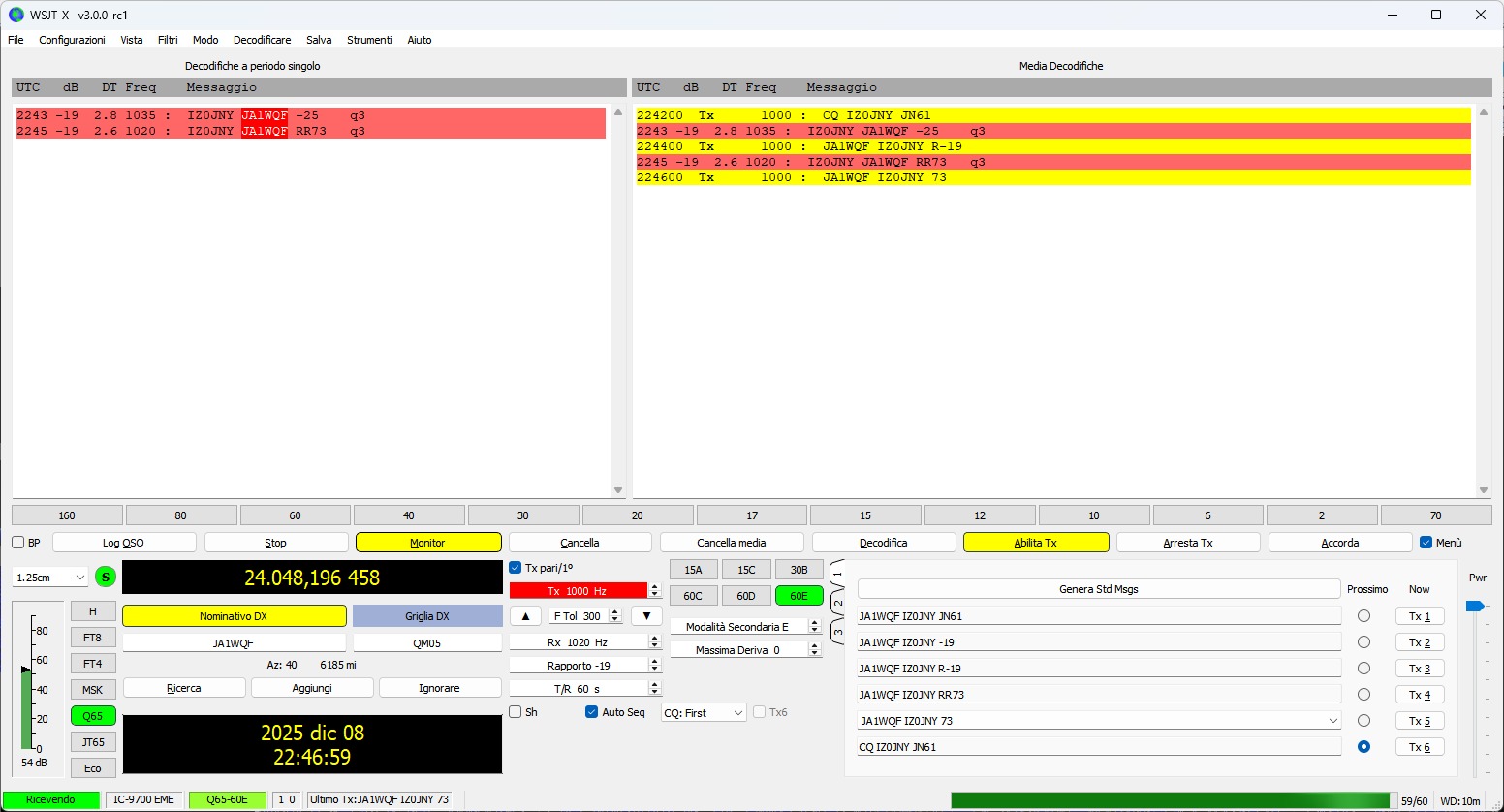 IZ0JNY 24 GHz QSO With JA1WQF