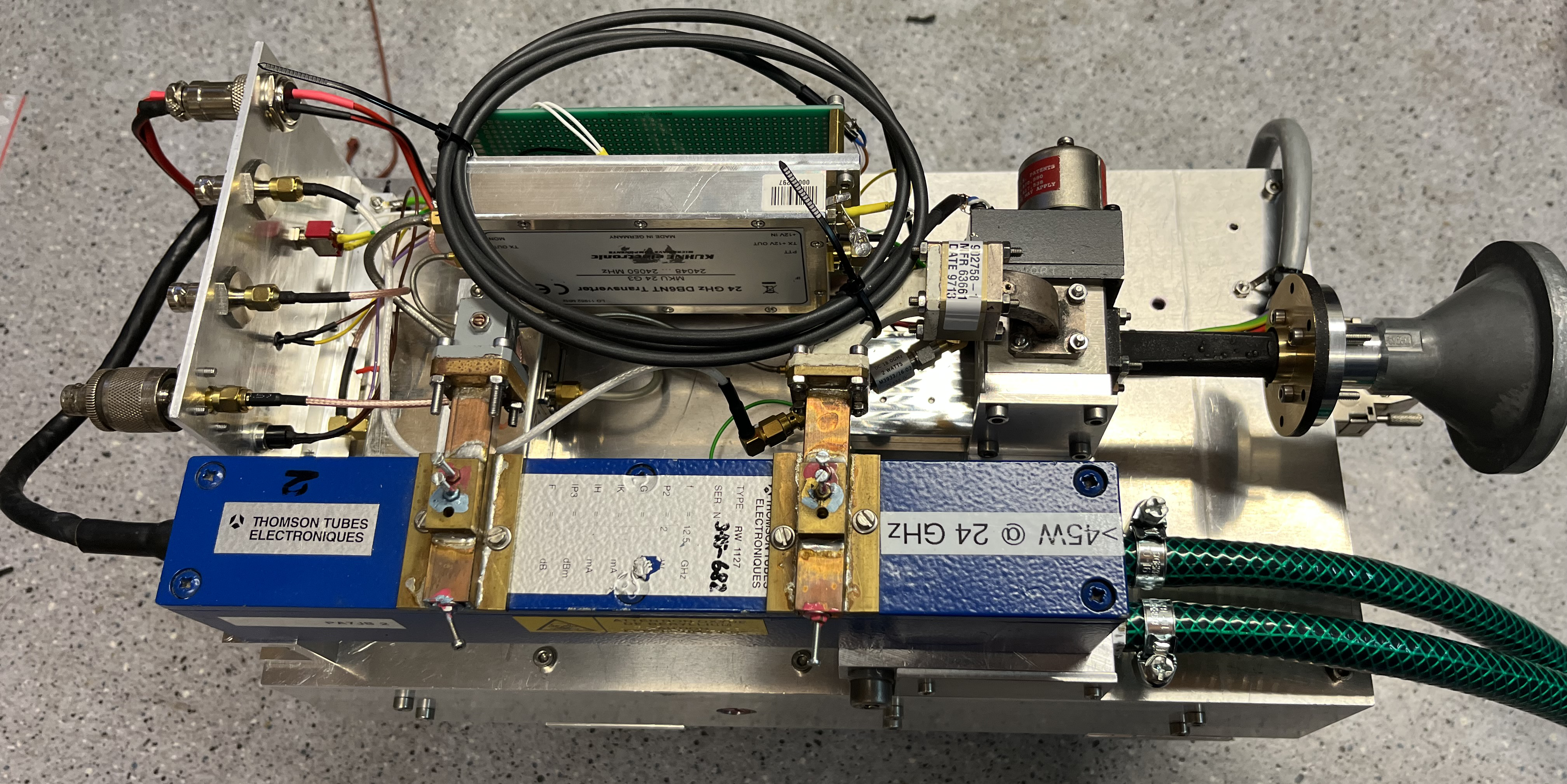 PA7JB Overall View of Feed Assembly with TWT and Transverter