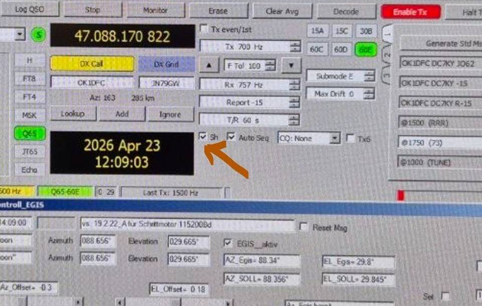 DC7KY Screen During OK1DFC 47 GHz Test