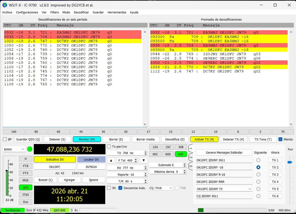 OK1DFC EA3HMJ 47 GHz Decodes