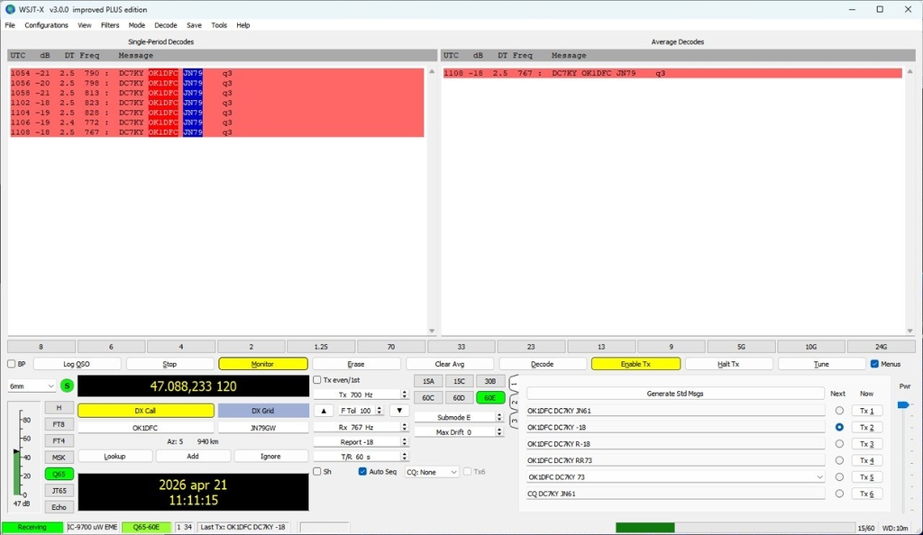 OK1DFC IZ0JNY 47 GHz Decodes