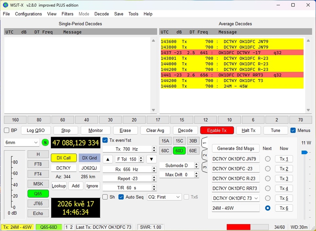OK1DFC 47 GHz QSO with DC7KY