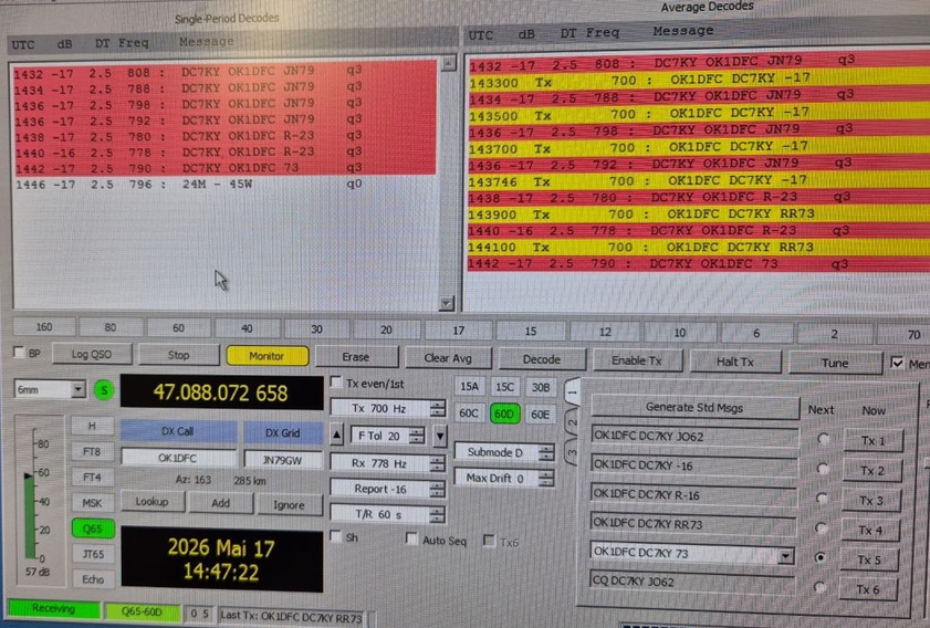 OK1DFC DC7KY 47 Ghz QSO with OK1DFC