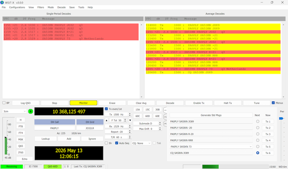 SA5IKN 50 cm Dish QSO 2